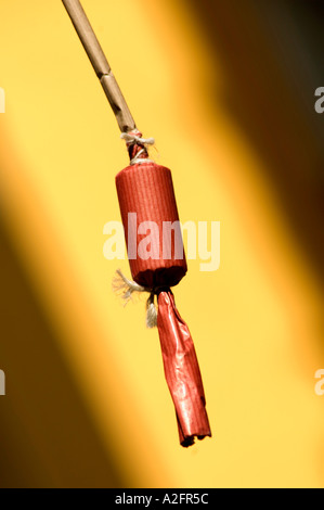 TRADITIONAL FIREWORK HANGING IN THE STREET FOR LAS FALLAS FESTIVAL VALENCIA SPAIN EU Stock Photo