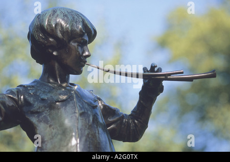 Detail of Peter Pan from the Peter Pan statue in Kensington Gardens, London Stock Photo