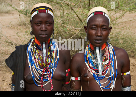 Portrait of a beautiful Arbore girl, Omo valley, Ethiopia Stock Photo