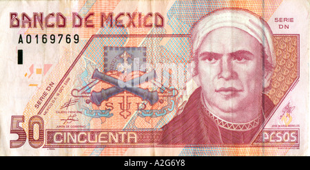 Mexico, Morelos, Cuernavaca. Fifty Mexican pesos. Stock Photo