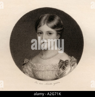 Princess Alexandrina Victoria of Saxe Coburg, 1819 -1901, later Queen Victoria, seen here aged 9. Stock Photo