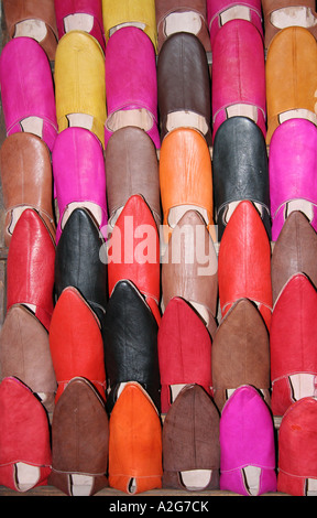 Moroccan shoes Marrakesh souk Morocco Stock Photo