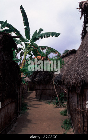 Panama, village street on one of the islands inhabited by the Kuna in the San Blas Archipelago, Panama. Stock Photo