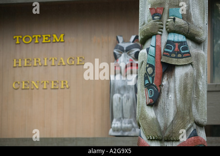 USA, ALASKA, Southeast Alaska, KETCHIKAN: Totem Heritage Center, Totem Museum of Tlingit Native Americans Stock Photo