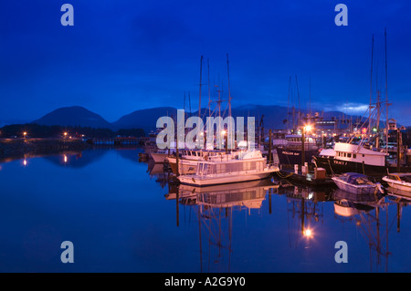 USA, ALASKA, Southeast Alaska, KETCHIKAN: Thomas Basin Boat Harbor / Evening Stock Photo