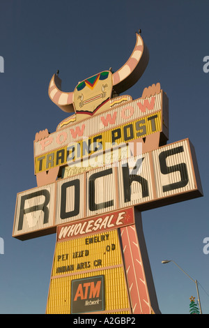 Pow Wow Trading Post rock shop sign in Holbrook Arizona Stock Photo - Alamy