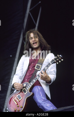 Paradise Lost, guitarist, Aaron Aedy, playing, long black hair Stock Photo
