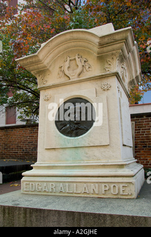 BALTIMORE, MARYLAND. USA. Grave of Edgar Allen Poe. Westminster Burial Grounds, grounds of Westminster Hall. Stock Photo