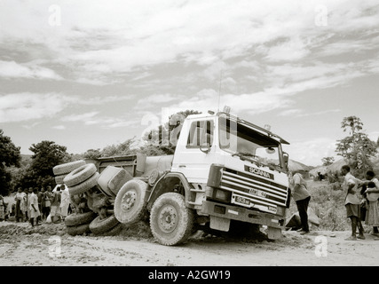 World Travel. Truck crash in Malawi in Sub Saharan Africa. Wanderlust Escapism Culture Traveller Travelling Stock Photo