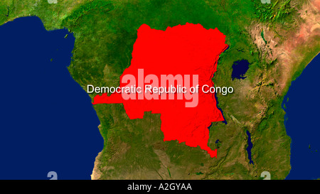 Satellite Image Of The Democratic Republic Of Congo Stock Photo