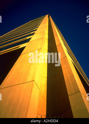 View looking up the side from the base of the World Trade building at the Inner Harbor in Baltimore Maryland Stock Photo