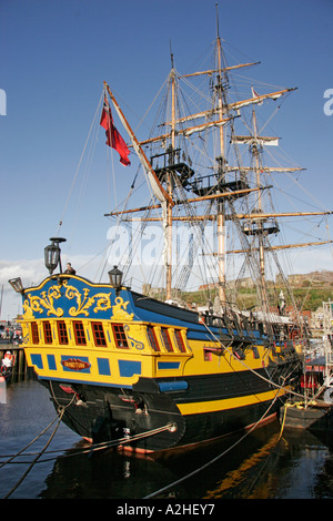 Grand Turk replica sailing ship, Whitby Harbour, North Yorkshire, England Stock Photo
