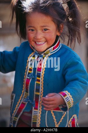 Tibetan child Zhongdian Yunnan Province China Stock Photo