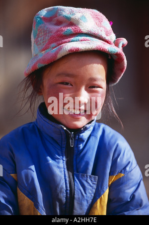 Tibetan child Zhongdian Yunnan Province China Stock Photo