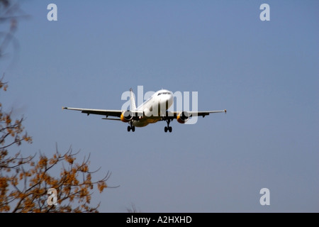 Airbus A320 214 landing at Seville airport March 2005. Stock Photo