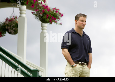 England and Middlesex Cricketer Andrew Strauss pictured at his old school, Radley College Oxfordshire, 2004. Stock Photo