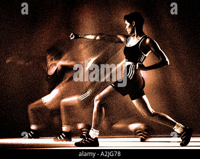 Womans gym class with motion blur. Stock Photo