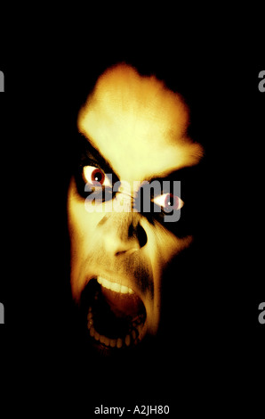 demonic face of a man. Stock Photo