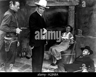 PARADISE CANYON 1935 film starring from left John Wayne and Yakima Canutt Stock Photo
