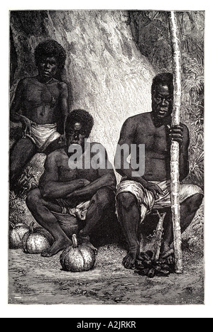 new Caledonia Melanesia south pacific island Kanaka Oceania native men man trade Stock Photo