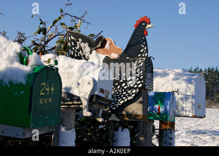 "^Decorated ^mailboxes in snow" Stock Photo