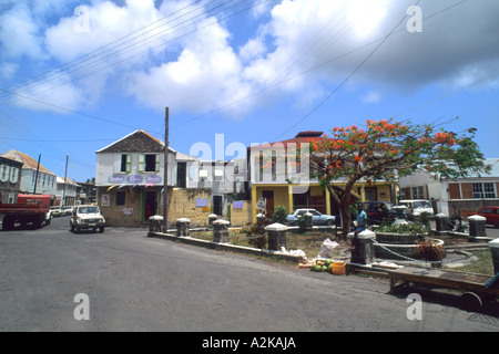 Downtown in Charlestown in small remote island of Nevis Caribbean Stock Photo