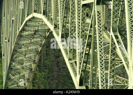 Steel structure of Deception Pass Bridge Deception Pass State Park Island County Skagit County Washington USA Stock Photo