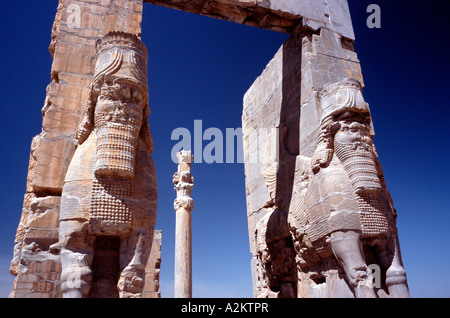April 14, 2006 - The Gate of All Nations, entrance to the ancient city of Persepolis (Takt-e- Jamshid) outside Iranian Shiraz. Stock Photo