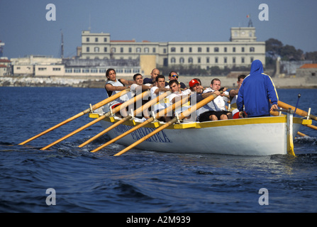 Training of Ovosodo rower for Seafaring Palio Stock Photo