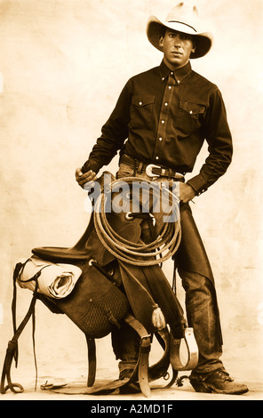 portrait of a real working cowboy in Arizona Stock Photo