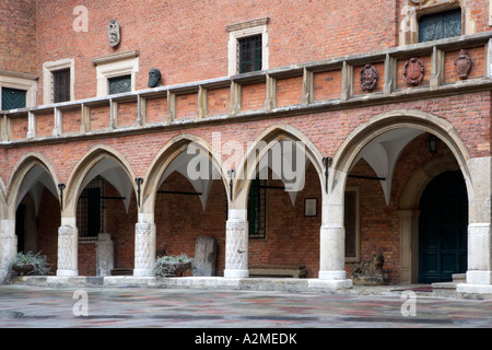 Collegium Maius courtyard arcades, Jagiellonian University, Krakow, Cracow, Poland Stock Photo