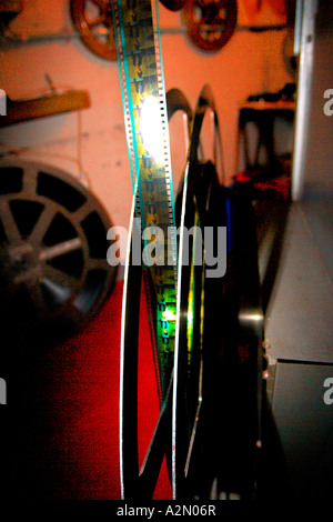 Royalty Cinema inside projection room & projectionist & projector Stock Photo
