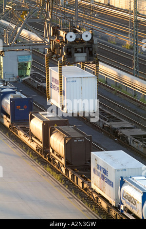 German Container Train Germany, Hamburg, container transport by railway and traffic on ...