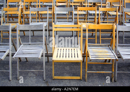 Empty chairs in rows Stock Photo