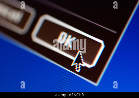 Close-up of cursor on OK command Stock Photo