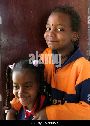 nubian children in Assuan Egypt Stock Photo