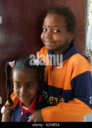 nubian children in Assuan Egypt Stock Photo