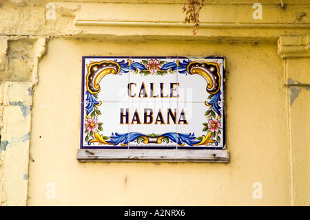 Calle Habana street sign, Havana Cuba Stock Photo