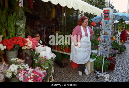 SPAIN CADIZ Flower stalls at Plaza de Topete also known as Plaza de las Flores Stock Photo