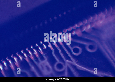 Detail of purple circuitboard Stock Photo