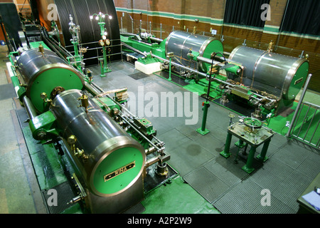 Wigan Pier steam engine Trencherfield mill museum urban cities opie experience hall power huge enormous Victorian engineer Stock Photo