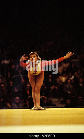 OLGA KORBUT RUSSIAN GYMNAST PHOTOGRAPHED IN 1975, LONDON ON VERY HIGH