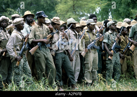 ZIMBABWE RHODESIA 1980 ZANU PATRIOTIC FRONT FIGHTERS FOR MUGABE COME IN FROM THE BUSH AS PART OF THE PEACE PROCESS