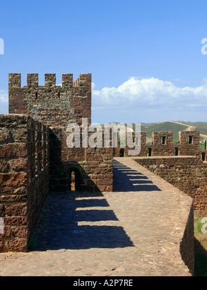 The fortified walls of Silves Castle in the Algarve region of southern Portugal Europe Stock Photo