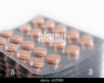 Tablets in a blister pack selective focus Stock Photo