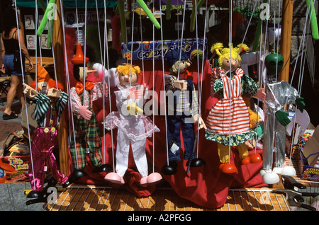 Puppets for sale on stall, Quincy Market, Boston, Massachusetts, New England, USA. Stock Photo