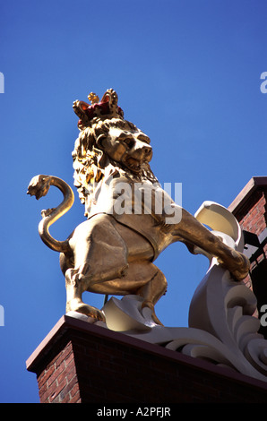 Statue of lion on Old State House, Boston, Massachusetts, New England, USA. Oldest public building in Boston Stock Photo