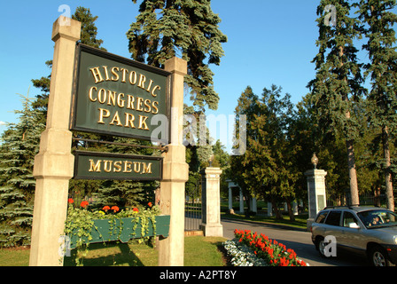 USA NY  Saratoga Springs Historic Congress Park in center of town off Broadway Stock Photo