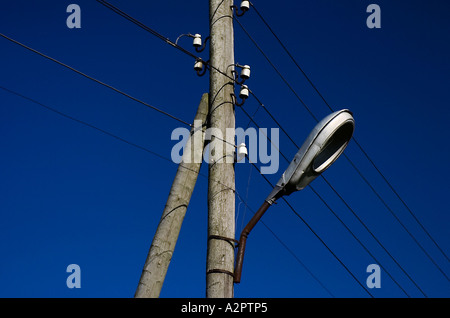 Street light on telegraph pole. Stock Photo