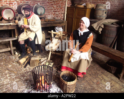 Tudor food kitchen Kentwell Hall Suffolk England Stock Photo